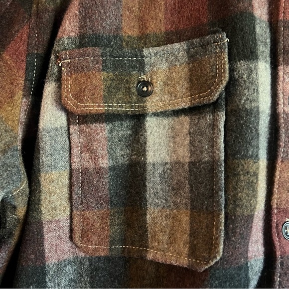 Jeremiah American Legacy Mens (L) Brown Plaid Wool Blend Flannel Shirt Shacket - Picture 3 of 6